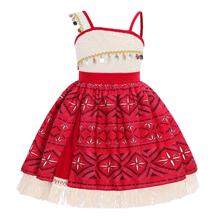 Traje para niñas, disfraz de Cosplay para niños, vestido de princesa para fiesta, vestido de playa informal de verano, conjunto de peluca y collar, vestidos de fiesta para niñas