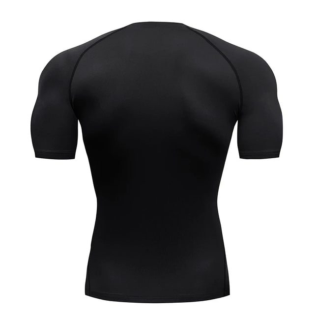 Camiseta de compresión de manga corta para hombre, ropa deportiva para correr, gimnasio, elástica, de secado rápido, 2024