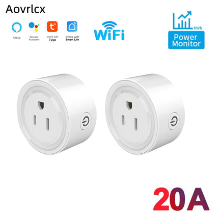Enchufe Inteligente WiFi Tuya de 20A – Control de Voz y Monitoreo de Energía