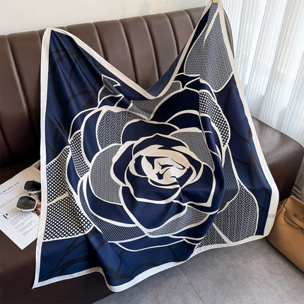 Bufanda cuadrada de 90x90Cm, sensación de sarga de seda, chales y chales para la cabeza para mujer, pañuelos para el cuello con estampado de árbol para el cabello de lujo, Hijab, Bandana Pashmina