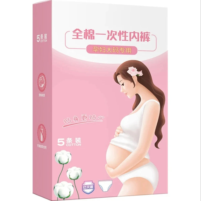 5 unids/lote de ropa interior desechable, bragas para embarazadas, calzoncillos posparto de algodón de talla grande para mujeres grandes de 2XL a 6XL