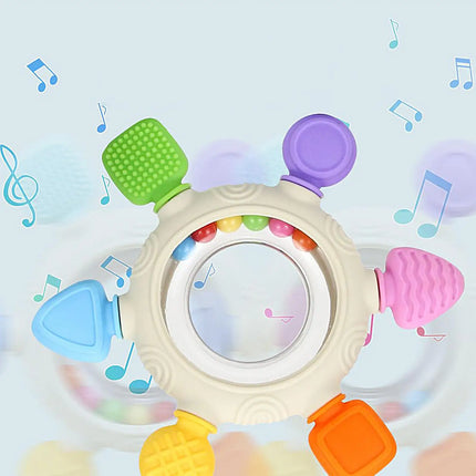 Juguetes para la dentición del bebé, juguetes de silicona para la dentición del bebé, mordedor sensorial, anillos de alivio, sonajero para dormir, guardería, cochecito de viaje para niño y niña