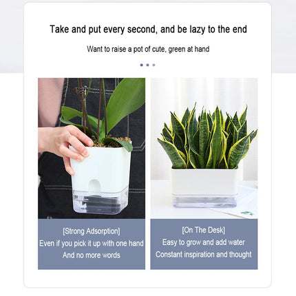 Nuevo Maceta de planta de autorriego, maceta de cuerda de algodón autoabsorbente de plástico magnético para maceta perezosa de dos pisos, suministros de jardín