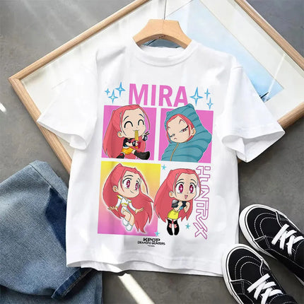 Kpop Demon Hunters-ropa para niños, camiseta de manga corta, camiseta Kpop Demon Hunters Tiger Harajuku, regalo para niños y niñas