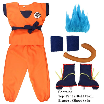 Disfraces de Anime Son Goku para niños, ropa de entrenamiento Krillin, trajes de superhéroe con peluca Super Saiyan, disfraz de fiesta de cómic Con