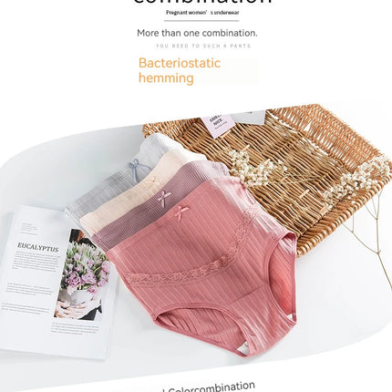 Ropa interior cómoda sin huellas para mujeres embarazadas, algodón puro, cintura alta y soporte ajustable para el vientre durante el embarazo