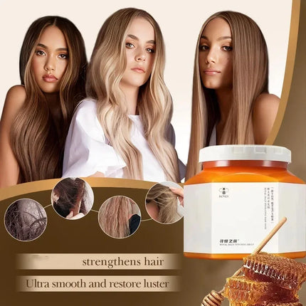 Mascarilla hidratante para el cabello Manuka Royal Jelly, tratamiento hidratante de acondicionamiento profundo de miel para el cuidado del tinte de frotar seco y dañado, 500ml