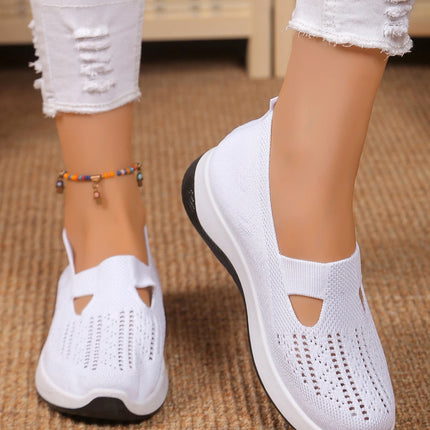 Zapatos de mujer, zapatillas transpirables de Color sólido, zapatillas informales de verano para mujer, zapatos informales de punto bajos, zapatos para mamá