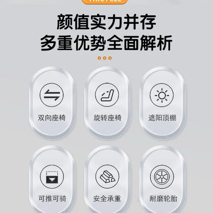 Nuevo Cochecito de bebé multifuncional 4 en 1 con cochecito de niño giratorio y reclinable de 1 a 6 años
