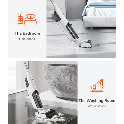 ILIFE W90 Robot de fregona de lavado inteligente inalámbrico para limpieza en seco y húmedo, succión de 5500Pa, autolimpieza de 1 minuto, tanque de agua doble grande