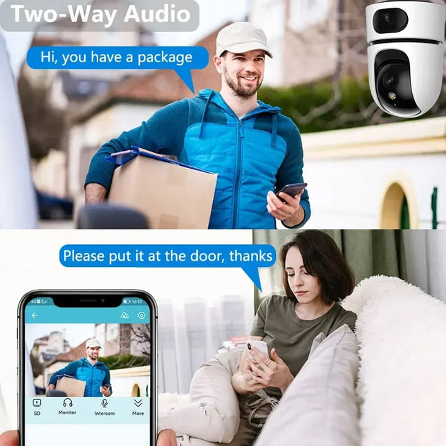 Cámara IP WiFi 4K con Zoom 10X, lente Dual, seguimiento automático para el hogar inteligente, cámara CCTV, cámara de vigilancia inalámbrica, cámara de seguridad para Monitor de bebé