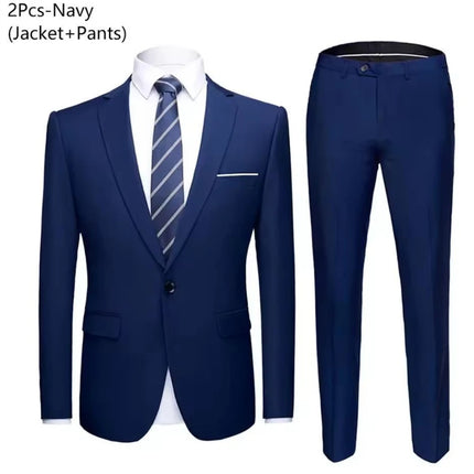Trajes para hombre elegante boda 2 piezas conjunto chaquetas pantalones Blazers traje Formal ajustado moda negocios clásico 2025 disfraz
