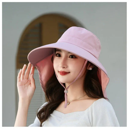 Sombrero de cubo para el sol al aire libre para mujeres y niñas, sombrero de pesca, sombrero de cubo de ala ancha con cubierta para el cuello, gorra de Safari con protección UPF 50+