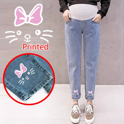 Pantalones abdominales para embarazo, pantalones vaqueros para novio, pantalones de maternidad para mujeres embarazadas, ropa, pantalones de cintura alta, pantalones vaqueros sueltos