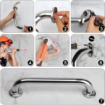 Reposabrazos de Acero Inoxidable – Alta Resistencia, Antioxidante y Fácil de Instalar para Baño, Hogar u Hospital