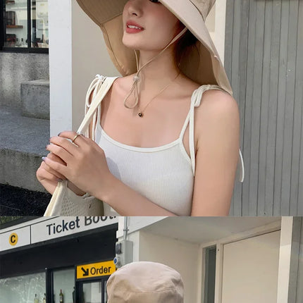 Sombrero de cubo para el sol al aire libre para mujeres y niñas, sombrero de pesca, sombrero de cubo de ala ancha con cubierta para el cuello, gorra de Safari con protección UPF 50+