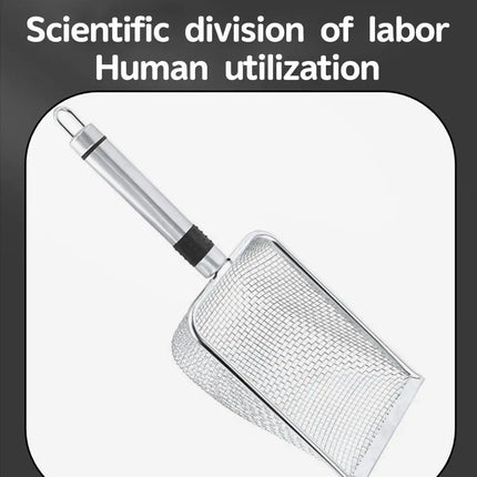 Pala de arena de acero para gatos, pala para excrementos de mascotas de poros finos para conejos, perros, herramientas de limpieza de inodoro, suministros para mascotas