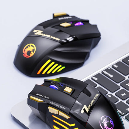 GW 2,4G y ratón inalámbrico Bluetooth luz de respiración recargable silenciosa 7 teclas DPI Sensor óptico ajustable ratón juego Oficina