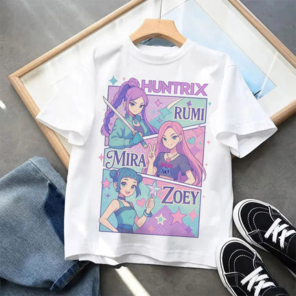 Kpop Demon Hunters-ropa para niños, camiseta de manga corta, camiseta Kpop Demon Hunters Tiger Harajuku, regalo para niños y niñas
