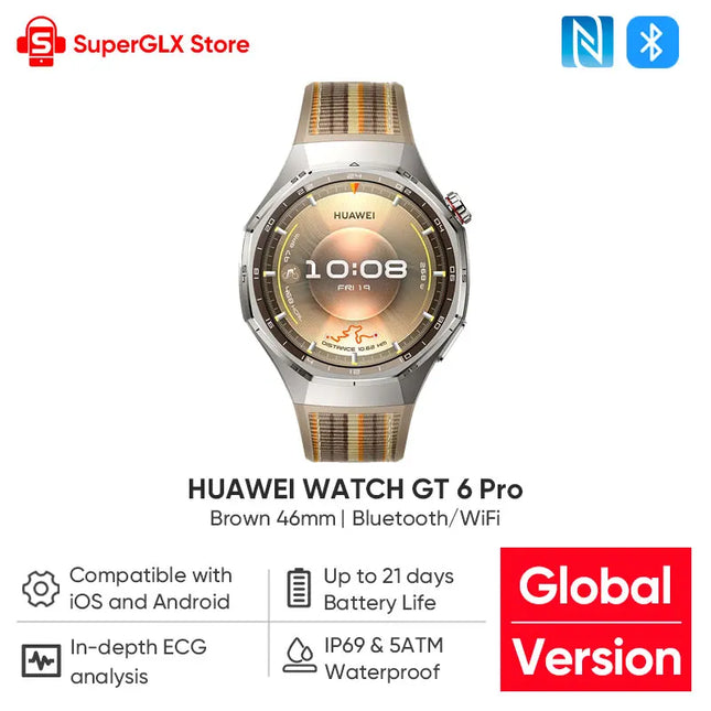 HUAWEI Watch GT 6 Pro Smartwatch Hasta 21 días de duración de la batería Versión global Reloj GT6 Pro Funciona perfectamente con iOS y Android NFC
