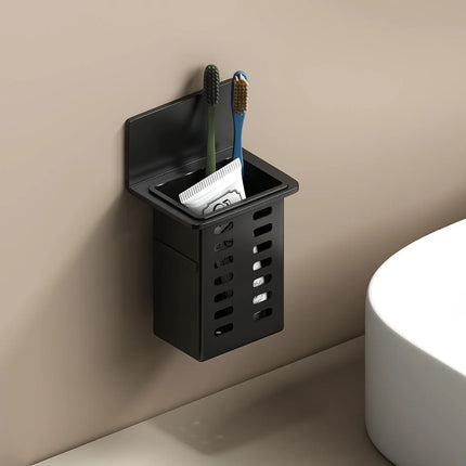 Desagüe de pasta de dientes montado en la pared y estante de almacenamiento de cepillos de dientes para suministros de baño, habitación, sala de estar, almacenamiento multifuncional, 1-3 uds.