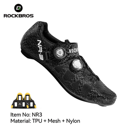 ROCKBROS Zapatos de ciclismo profesional con cierre de perilla autobloqueantes para bicicleta de carretera compatible con calas SPD calzado para ciclismo