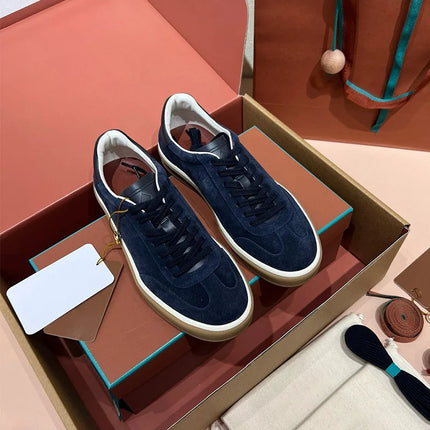 2025 nuevos zapatos de entrenamiento LP, zapatillas planas con cordones y punta redonda de cuero genuino, zapatillas blancas informales con estilo Unisex, estilo deportivo