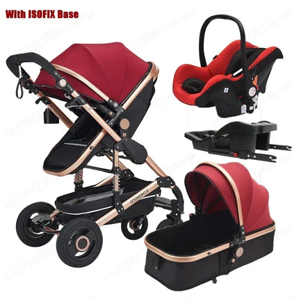 Cochecito de bebé multifuncional para recién nacido, cochecito de paisaje alto, cochecito de bebé 4 en 1 de doble cara con base de asiento de coche ISOFIX 739