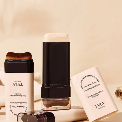 TVLV borrador base maquillaje en barra 20g, con pincel para iluminar la piel base líquida, corrector de maquillaje duradero