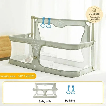 Cama de cuna plegable de doble uso para niños pequeños, cuna para dormir, barandilla para bebé, protección de seguridad, cunas de cabecera fáciles de instalar