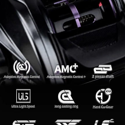 Haibo 25/23 nuevo ARISE AIR/ELITE AMC + carrete De Pesca De Baitcasting De fibra De carbono HandIe 11B + 1RB Carretilha De Pesca De fundición larga