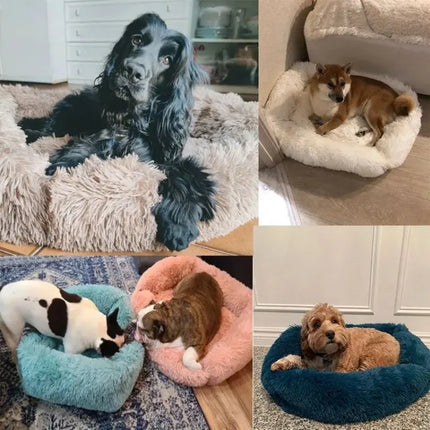 Cama rectangular de felpa para perros, estera cálida de invierno, cama para perros y gatos pequeños, medianos y grandes, perrera, cojín para gatos, accesorios para sofá para mascotas