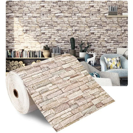 Papel Tapiz Autoadhesivo 3D – Ladrillo de Espuma Vintage, Impermeable, 70cm x 10m