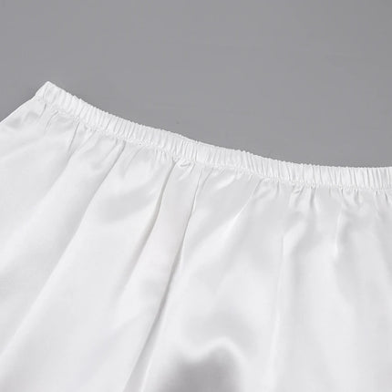 Pijamas de satén con plumas para mujer, conjuntos de ropa de dormir con pantalones, traje para casa con tirantes finos negros, trajes de pantalón blanco 2022