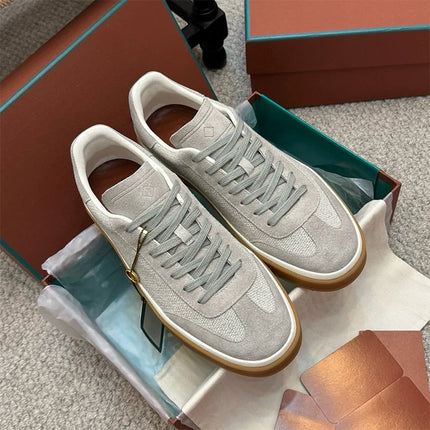 2025 nuevos zapatos de entrenamiento LP, zapatillas planas con cordones y punta redonda de cuero genuino, zapatillas blancas informales con estilo Unisex, estilo deportivo