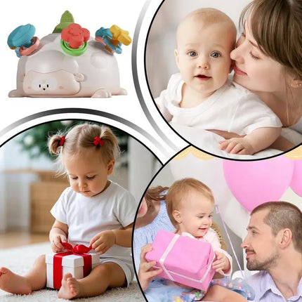 Juguete mordedor para bebés, juguete de dentición calmante en forma de oveja, actividad educativa, sonajero de agarre fácil para niños y niñas, viajes de aprendizaje