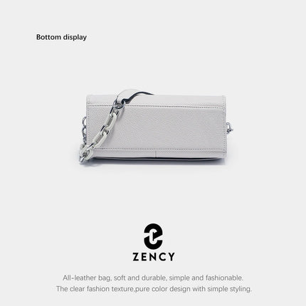 Bolso de mano Zency 2025 con cadena acrílica, bolso cruzado pequeño de lujo con asa superior de cuero suave para mujer, bolso de hombro blanco a la moda