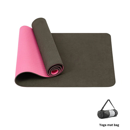 Estera de yoga, estera de ejercicios de fitness ecológica antideslizante de doble cara con correa TPE YogaMats para mujeres y hombres, para yoga, pilates, ejercicio