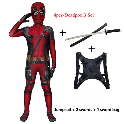 Disfraz de Deadpool para niños, regalos de superhéroe, mono de Deadpool, disfraces para niños, traje de superhéroes para niños, disfraz de Halloween para niños