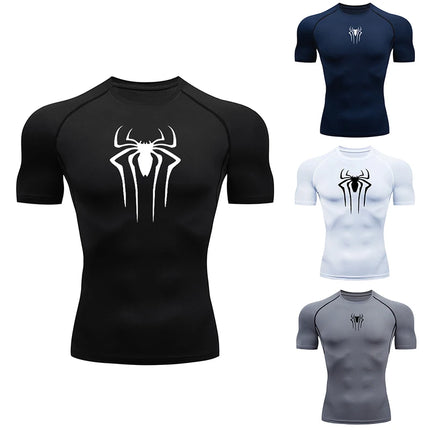 Camiseta de compresión de manga corta para hombre, ropa deportiva para correr, gimnasio, elástica, de secado rápido, 2024