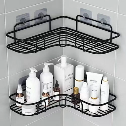 Estante de almacenamiento para baño esquinero de acero inoxidable, estante de almacenamiento para baño no perforado, trípode para inodoro y baño, estante montado en la pared