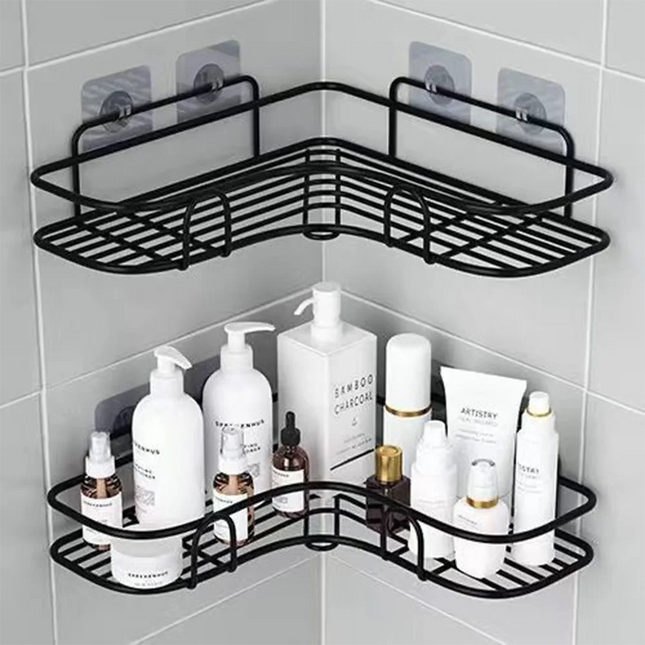 Estante de almacenamiento para baño esquinero de acero inoxidable, estante de almacenamiento para baño no perforado, trípode para inodoro y baño, estante montado en la pared