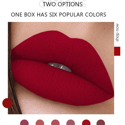 HANDAIYAN juego de 6 pintalabios líquido antiadherente, caja de regalo de brillo de labios de larga duración, brillo de labios con acabado mate, resistente a la decoloración
