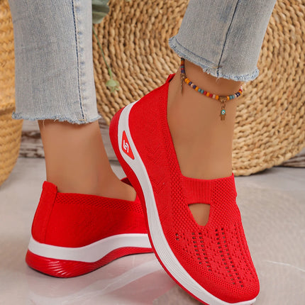 Zapatos de mujer, zapatillas transpirables de Color sólido, zapatillas informales de verano para mujer, zapatos informales de punto bajos, zapatos para mamá