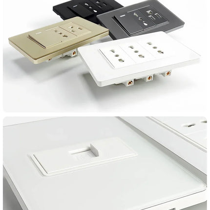 Enchufe de Pared de Vidrio Templado con Puertos USB Dual Tipo C – 118x75mm, 110V