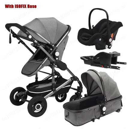 Cochecito de bebé multifuncional para recién nacido, cochecito de paisaje alto, cochecito de bebé 4 en 1 de doble cara con base de asiento de coche ISOFIX 739