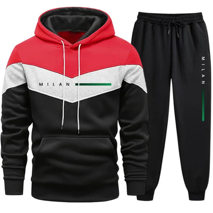 2025 nueva llegada conjunto deportivo para hombre Sudadera con capucha + Pantalones 2 piezas Otoño Invierno ropa deportiva de moda informal diaria trajes cómodos para el hogar al aire libre