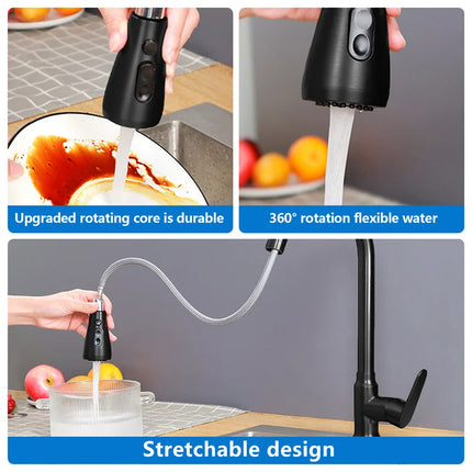 Grifo de Cocina de Acero Inoxidable con Pulverizador Desplegable – Rotación de 360°, Diseño Moderno y Fácil de Limpiar