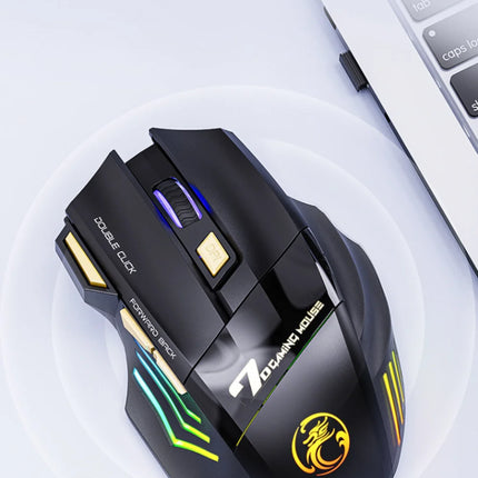 GW 2,4G y ratón inalámbrico Bluetooth luz de respiración recargable silenciosa 7 teclas DPI Sensor óptico ajustable ratón juego Oficina