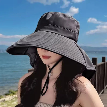 Sombrero de cubo para el sol al aire libre para mujeres y niñas, sombrero de pesca, sombrero de cubo de ala ancha con cubierta para el cuello, gorra de Safari con protección UPF 50+